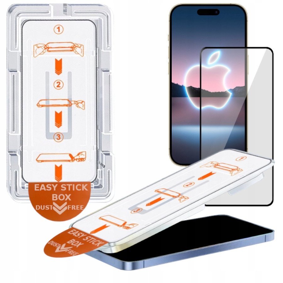 Szkło hartowane z ramką do montażu szybka EZ FREE DUST do IPhone 15