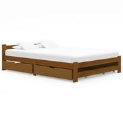 Łóżka - vidaXL Lumarko Rama łóżka z 4 szufladami, miodowy brąz, sosna, 140 x 200 cm 3060580 - miniaturka - grafika 1