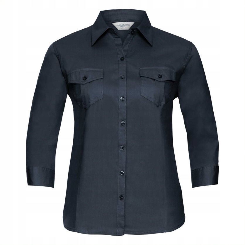 Koszula damska z długim, zawijanym rękawem 3/4 Francuski Granatowy r. 2XL