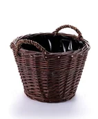 Pudła i pojemniki do przechowywania - Kosz gospodarczy z obszyciem foliowym WIKLINOWY ŚWIAT, 30 cm - miniaturka - grafika 1