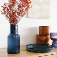 Wazony i flakony - Wazon TOLLE szklany prążkowany granatowy 10x22 cm HOMLA - miniaturka - grafika 1