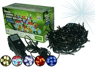 Multimix.pl Sznur świetlny 30 m 300 LED z efektem FLASH zewnętrzne lampki choinkowe NR 1781 Wielokolorowy błyska zimny biały) OLT-300/5M/N - Oświetlenie świąteczne - miniaturka - grafika 1