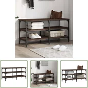 Szafki na buty - The Living Store Ławka na buty dąb brązowy 100x38,5x49 cm Materiał drewnopochodny - miniaturka - grafika 1