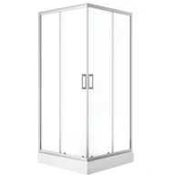 Kabiny prysznicowe - Kabina kwadratowa z brodzikiem Bresso 90X90X201 cm chrom drzwi przesuwne JKBB096K - miniaturka - grafika 1