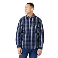 Koszule męskie - Wrangler Męska koszula typu shacket, Mid Indigo, XXL - miniaturka - grafika 1