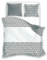 Faro Pościel bawełniana 140x200 Glamour 017 szara biała ornament z jedną poszewką 01 - Pościel - miniaturka - grafika 1