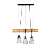Lampy sufitowe - Spotlight Ekologiczna LAMPA wisząca TRABO SZORT 68204304 ekologiczna OPRAWA drewniany ZWIS klatki sosna bejcowana czarne 68204304 - miniaturka - grafika 1