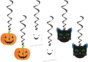 Dekoracja wisząca świderki Duszek, Kot i Dynia - 6 szt. - Halloween - miniaturka - grafika 1