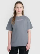 Koszulki dla dziewczynek - 4F T-shirt oversize z nadrukiem dziewczęcy - szary 122 (6-7 lat) - miniaturka - grafika 1