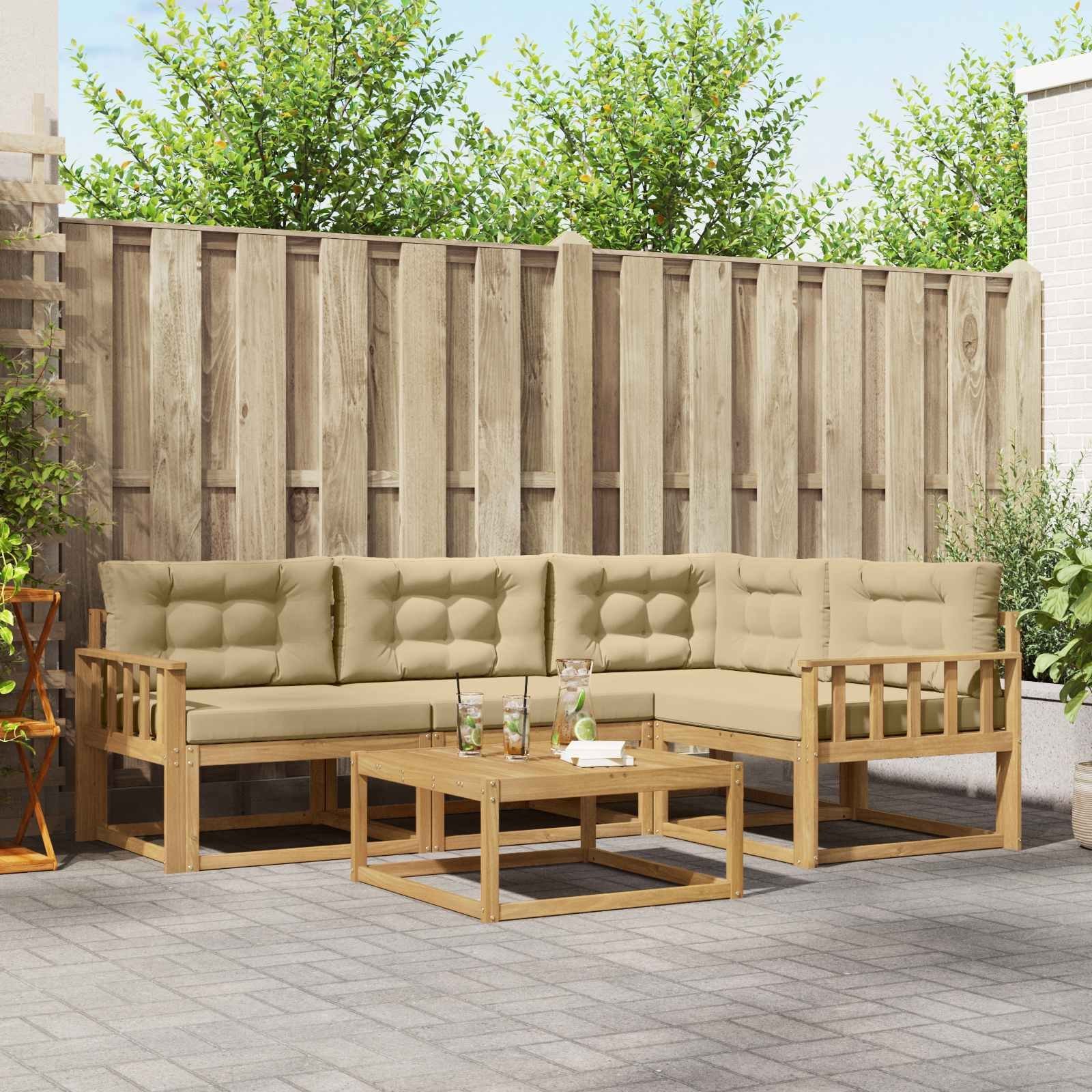 vidaXL Zestaw sof na zewnątrz 5 pcs Biały i Beżowy 79 x 79 x 37 cm