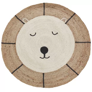 Dywan dziecięcy okrągły z juty miś ⌀ 120 cm beżowy KOVU - Dywany dla dzieci - miniaturka - grafika 1