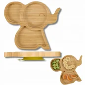 Miseczki i talerzyki dla dzieci - Talerzyk Bambusowy Przyssawka Dziecko Blw Slon Talerz Karmienie - miniaturka - grafika 1