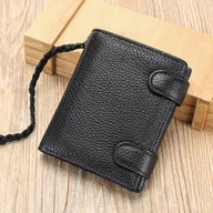 Portfele - INF Skórzany portfel męski z blokadą RFID, cienki portfel typu bifold z pudełkiem prezentowym Czarny - miniaturka - grafika 1