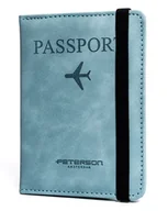 Etui na dokumenty i karty - Funkcjonale etui na paszport PETERSON niebieskie ze skóry ekologicznej zamykane elastyczną gumką etui na karty dokumenty kieszonki na karty SIM - miniaturka - grafika 1