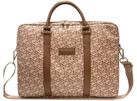 Torby na laptopy - Torba na laptopa GUESS GCube Stripes Brązowy - miniaturka - grafika 1