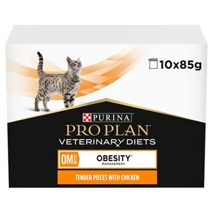 Purina Pro Plan Veterinary Diets Feline OM ST/OX Obesity Management, kurczak - 10 x 85 g - Mokra karma dla kotów - miniaturka - grafika 1