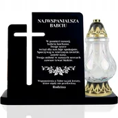 Lampiony i znicze - Statuetka Na Grób Drewniana Znicz Podstawka Nadruk Wszystkich Świętych Z6 - miniaturka - grafika 1