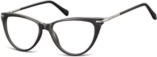 Okulary korekcyjne, oprawki, szkła - Sunoptic Okulary zerówki korekcyjne Kocie Oczy damskie AC1A czarno-srebrne - grafika 1