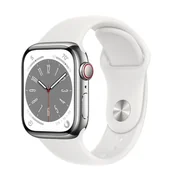 Smartwatch - Apple Watch 8 GPS + Cellular 41mm Stalowy MNJ53WB/A Biały - miniaturka - grafika 1