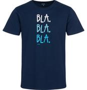 Koszulki męskie - Męski t-shirt z krótkim rękawem, z napisem bla bla bla, granatowy - miniaturka - grafika 1