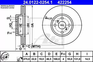 ATE TARCZA HAM 24.0122-0254.1 TOYOTA YARIS 1.2 13-  24.0122-0254.1 - Tarcze hamulcowe - miniaturka - grafika 1