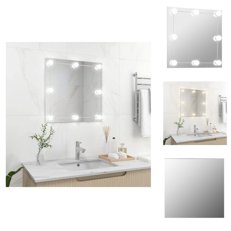 vidaXL Lustro ścienne z oświetleniem LED Kwadratowe szkło - Lustro