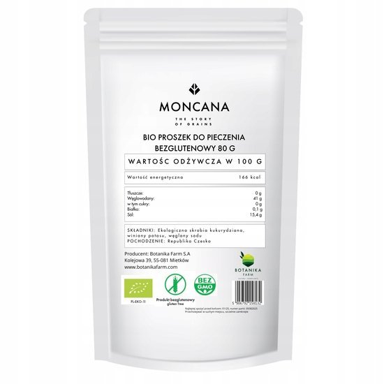 Bezglutenowy Proszek do Pieczenia EKO 80g MONCANA Naturalny skład