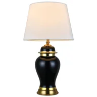 Lampy stojące - Lampa stołowa ceramiczna RONDA czarna złota - miniaturka - grafika 1