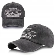 Czapki i chusty sportowe męskie - Czapka z Daszkiem Bejsbolówka z Haftem Vintage CZARNA Bawełniana Pako Jeans - miniaturka - grafika 1