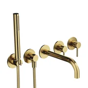 Baterie wannowe i prysznicowe - Bateria wannowa podtynkowa Simplon mosiądz szczotkowany Omnires - miniaturka - grafika 1