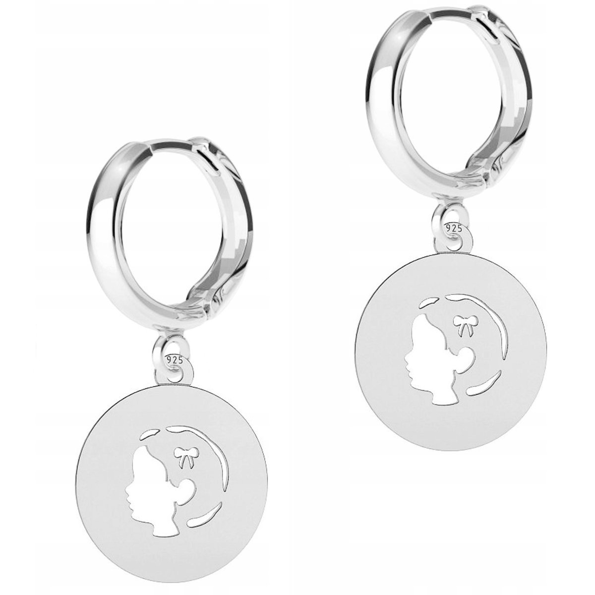 Kolczyki Srebrne Dziewczynki Rodzina Family Okrągłe Blaszki SREBRO 925