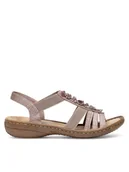 Sandały damskie - Rieker Sandały 60818-31 Różowy - miniaturka - grafika 1