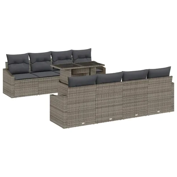 Zestaw Ogrodowy Sofa Modułowa z Poly Rattanu, Szary, 7 Elementów