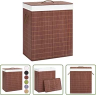 Kosze na bieliznę - The Living Store Bambusowy kosz na pranie z 2 przegrodami Brązowy 100 L - miniaturka - grafika 1