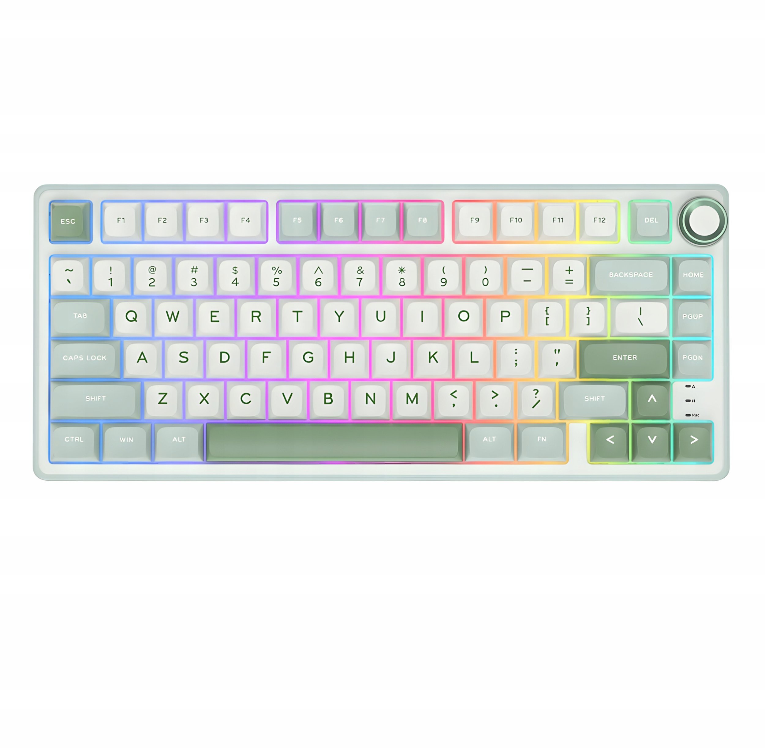 Royal Kludge RK R75 RGB Sky Cyan laidinė klaviatūra 75%, Hot-swap, Sidabrinis switches, US RKR75-W-S