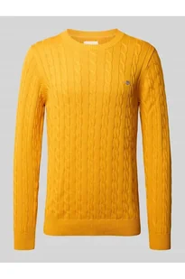 Sweter z dzianiny z prążkowanymi wykończeniami - Gant - Swetry męskie - miniaturka - grafika 1