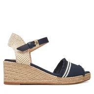 Espadryle damskie - Espadryle Tommy Hilfiger Fringe Canvas Medium Wedge FW0FW08879 Granatowy - miniaturka - grafika 1