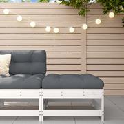 Komplety wypoczynkowe - vidaXL Podnóżek ogrodowy z poduszką, biały, lite drewno sosnowe - miniaturka - grafika 1