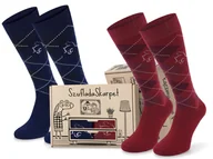 Skarpetki damskie - Comodo Podkolanówki Bawełniane Do Jazdy Konnej Uniseks, Cienkie W Romby. 2 Pary Rozm. 35-38 Granat/bordo Na Wiosnę/lato, Prezent. - miniaturka - grafika 1