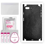 Szkła hartowane na telefon - Folia naklejka skórka strukturalna na TYŁ+BOKI do Apple iPhone 8 Plus - Skóra Czarna - apgo SKINS - miniaturka - grafika 1