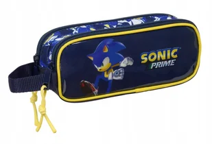 Piórnik Szkolny Podwójny Dla Chłopca Saszetka Czarny Niebieski Zamek Sonic - Piórniki - miniaturka - grafika 1