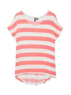 Vero Moda Koszulka w kolorze koralowo-białym - Koszulki i topy damskie - miniaturka - grafika 1