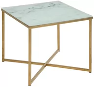 Ławy i stoliki kawowe - Actona Kwadratowy stolik kawowy Alisma white golden - miniaturka - grafika 1