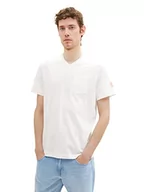 Koszulki męskie - TOM TAILOR Męski T-shirt w stylu spranym z dekoltem w serek, 10332 – Off White, S - miniaturka - grafika 1