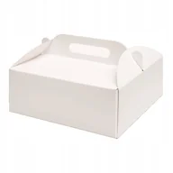 Pojemniki kuchenne - 1x Pudełko z rączką na tort ciasto jedzenie box Białe 30 x 30 x11 cm - miniaturka - grafika 1