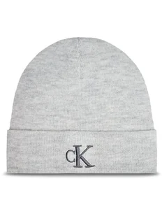Calvin Klein Czapka Monogram Embro K60K612319 Szary - Czapki damskie - miniaturka - grafika 1