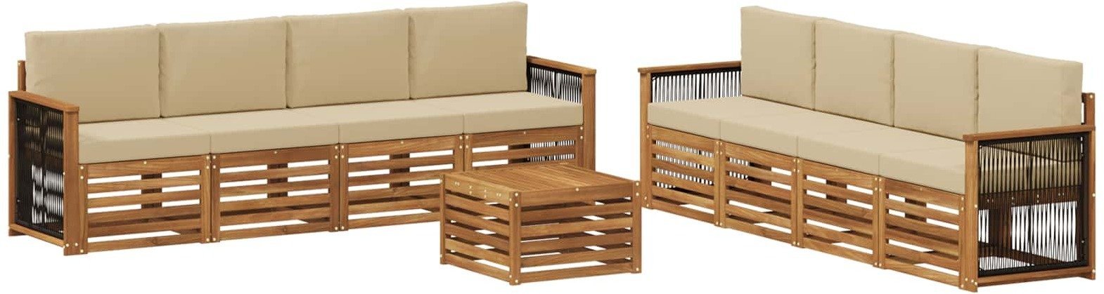 vidaXL Zestawy sof z poduszką 9 pcs Lite Drewno Akacji