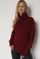 Swetry damskie - Bordowy Golf o Klasycznym Kroju z Kaszmirem Azifra - miniaturka - grafika 1