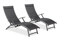 Leżaki ogrodowe - 2x Leżak ogrodowy aluminiowy RELAX Black - miniaturka - grafika 1