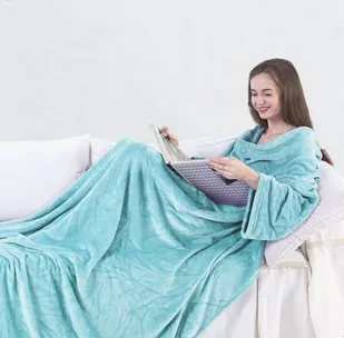 DecoKing koc z rękawami turkusowy LAZY rozmiar 170x200 - Koce - miniaturka - grafika 1